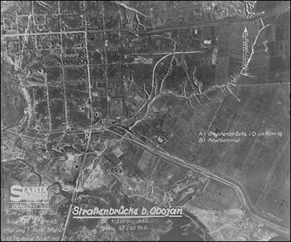Германская аэрофотосъёмка автодорожного моста у города Обояни от 13.04.1943