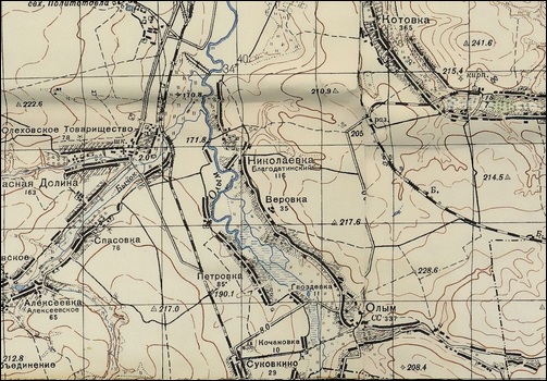 Район станций Суковкино и Благодатенский. Карта 1940 года.