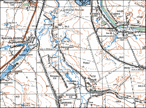 Район станций Суковкино и Благодатенский. Карта 1982 года.