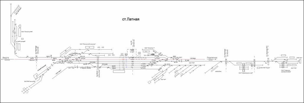 Схематический план станции Латная по состоянию на 2013 год