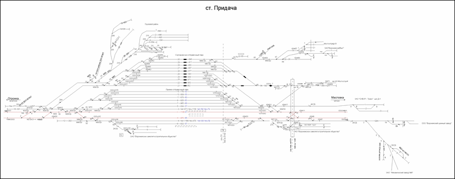 Схематический план станции Придача по состоянию на 2013 год