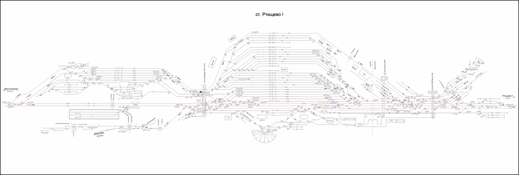 Схематический план станции Ртищево I по состоянию на 2013 год