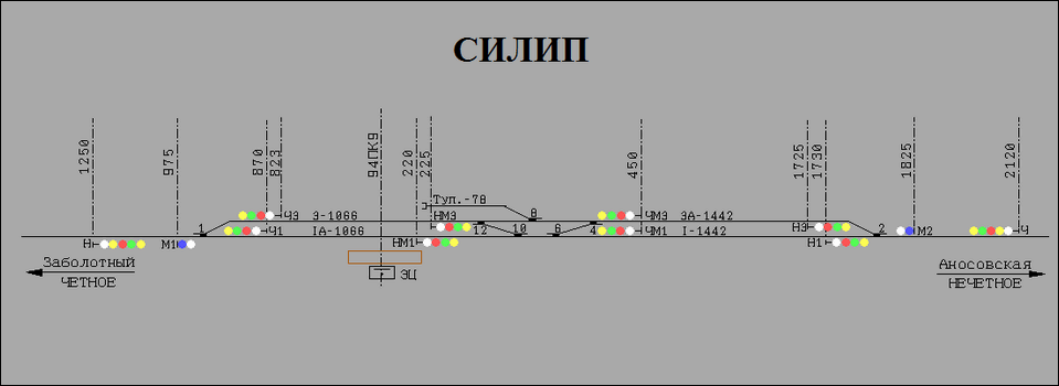 Схематический план разъезда Силип по состоянию на 2000 год.