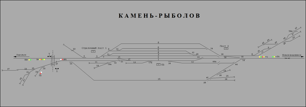 Схематический план станции Камень-Рыболов по состоянию на 2001 год.