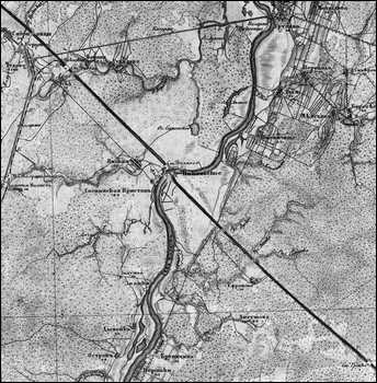 Линия Петроград - Москва от ст. Чудово до ст. Гряды на трёхверстовой карте 1915 года.