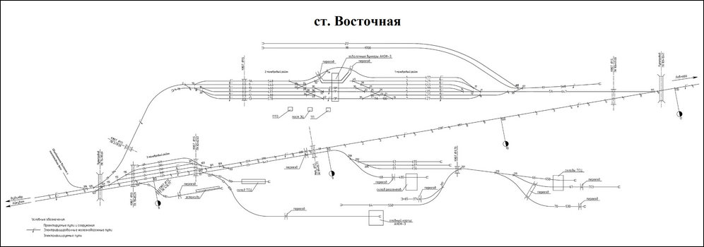 Схематический план станции Восточная (Кировский филиал АО «Апатит») по состоянию на 2016 год.